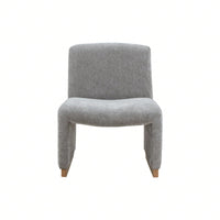 Comfy Accent Slipper Chair, Upholstered Armless Chair With Wood Legs, Soft Fabric For Living Room, Bedroom, Reading, Guest Room