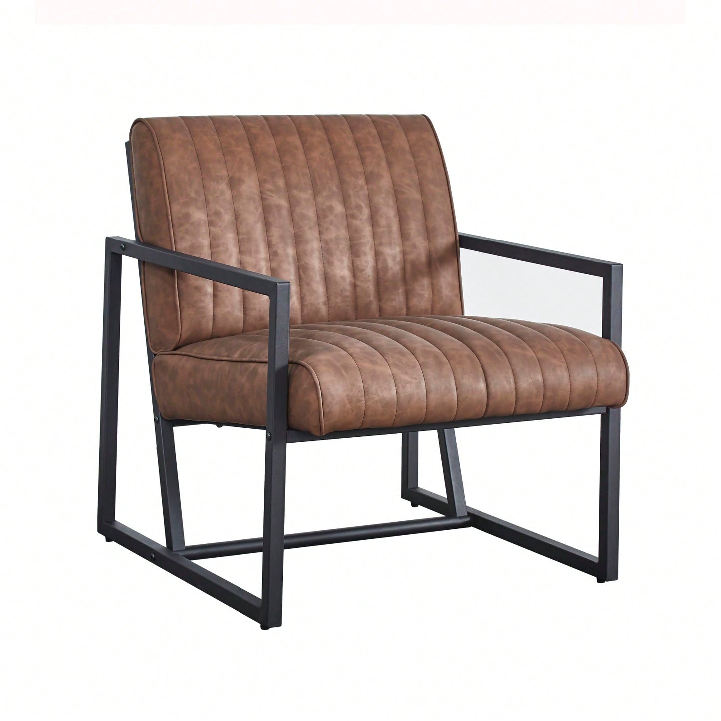 Stylish Modern Armchair with Steel Frame High Back Upholstered Accent Chair for Living Room Bedroom Kitchen