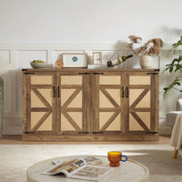 65" Sideboard With Barn Doors, Large Storage Cabinet For Living Room, Entryway, Dining Room, Bedroom