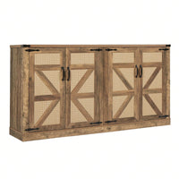 65" Sideboard With Barn Doors, Large Storage Cabinet For Living Room, Entryway, Dining Room, Bedroom