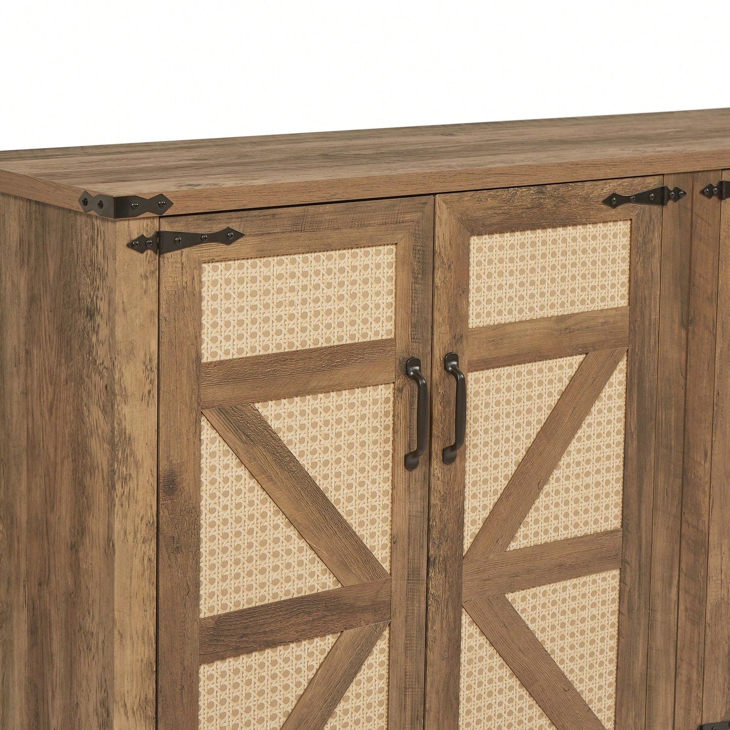 65" Sideboard With Barn Doors, Large Storage Cabinet For Living Room, Entryway, Dining Room, Bedroom