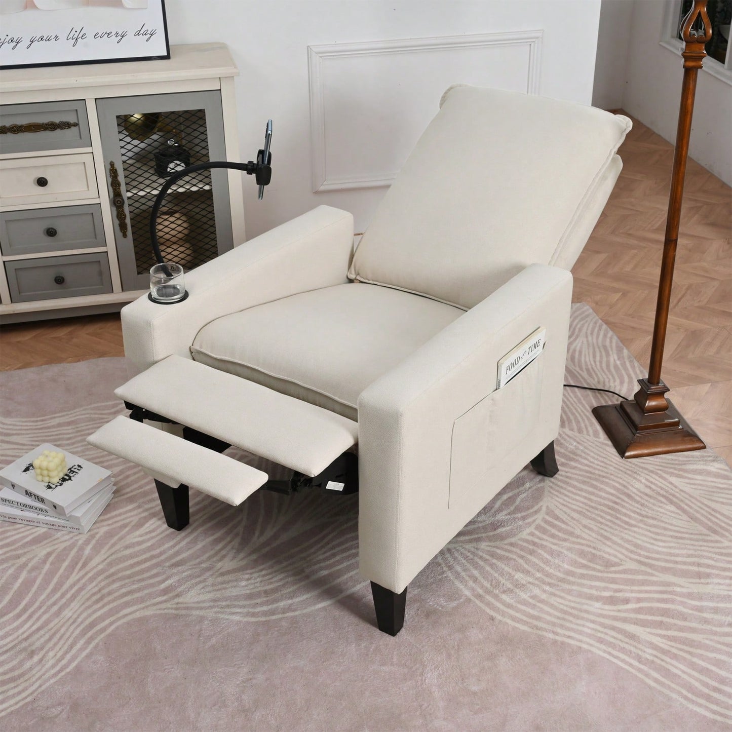 Adjustable Recliner Chair with Cup Holder and Phone Holder for Living Room and Bedroom