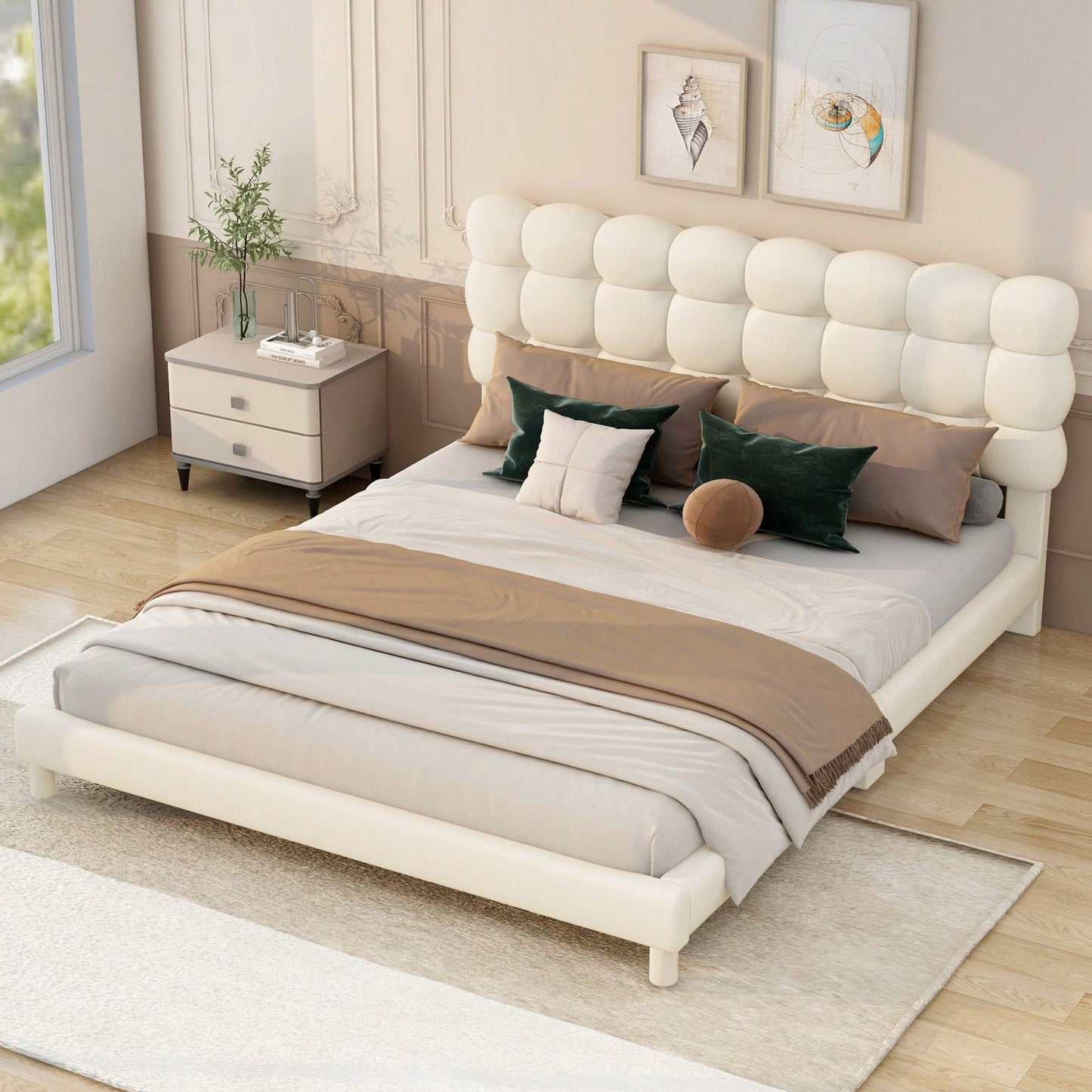 Upholstered Platform Bed With Soft Headboard, No Box Spring Needed