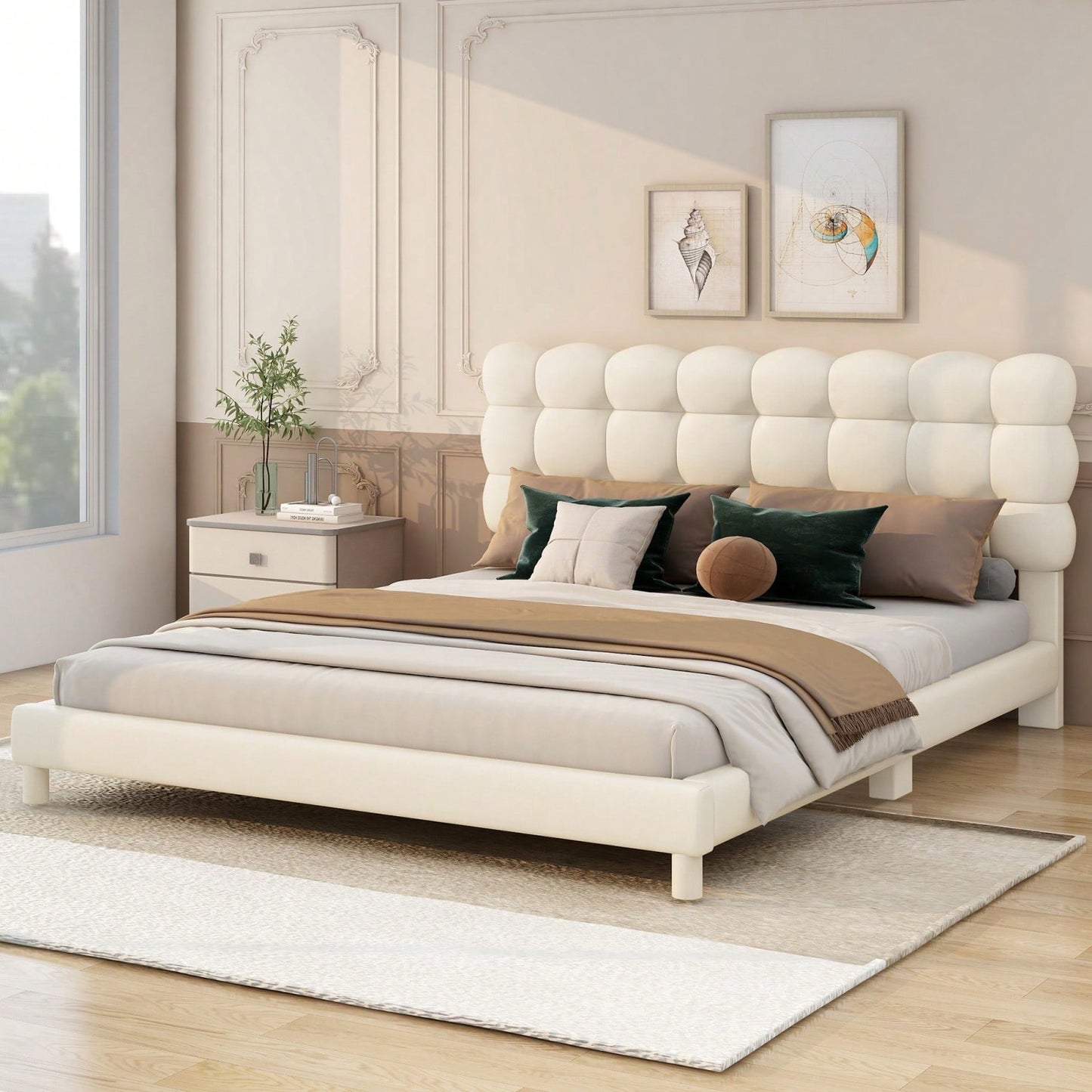 Upholstered Platform Bed With Soft Headboard, No Box Spring Needed