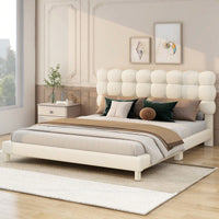 Upholstered Platform Bed With Soft Headboard, No Box Spring Needed