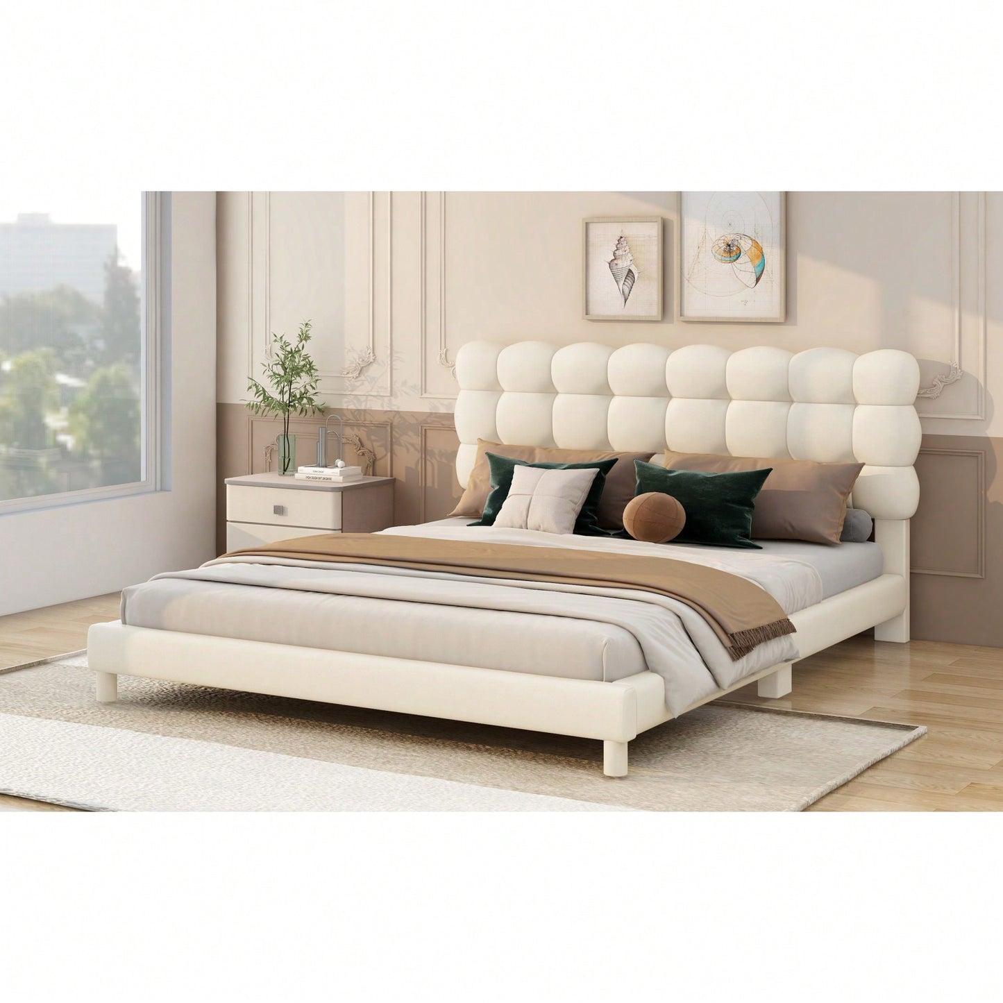 Upholstered Platform Bed With Soft Headboard, No Box Spring Needed