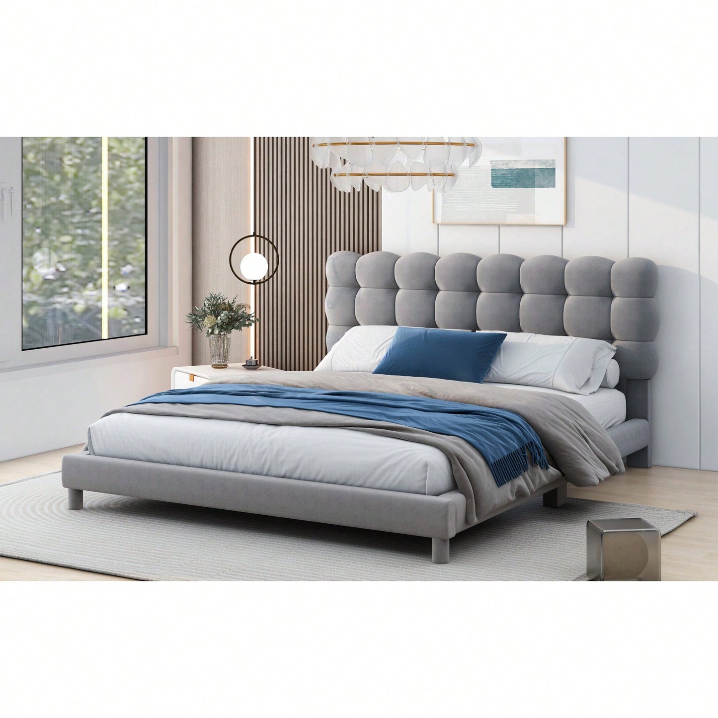 Upholstered Platform Bed With Soft Headboard, No Box Spring Needed