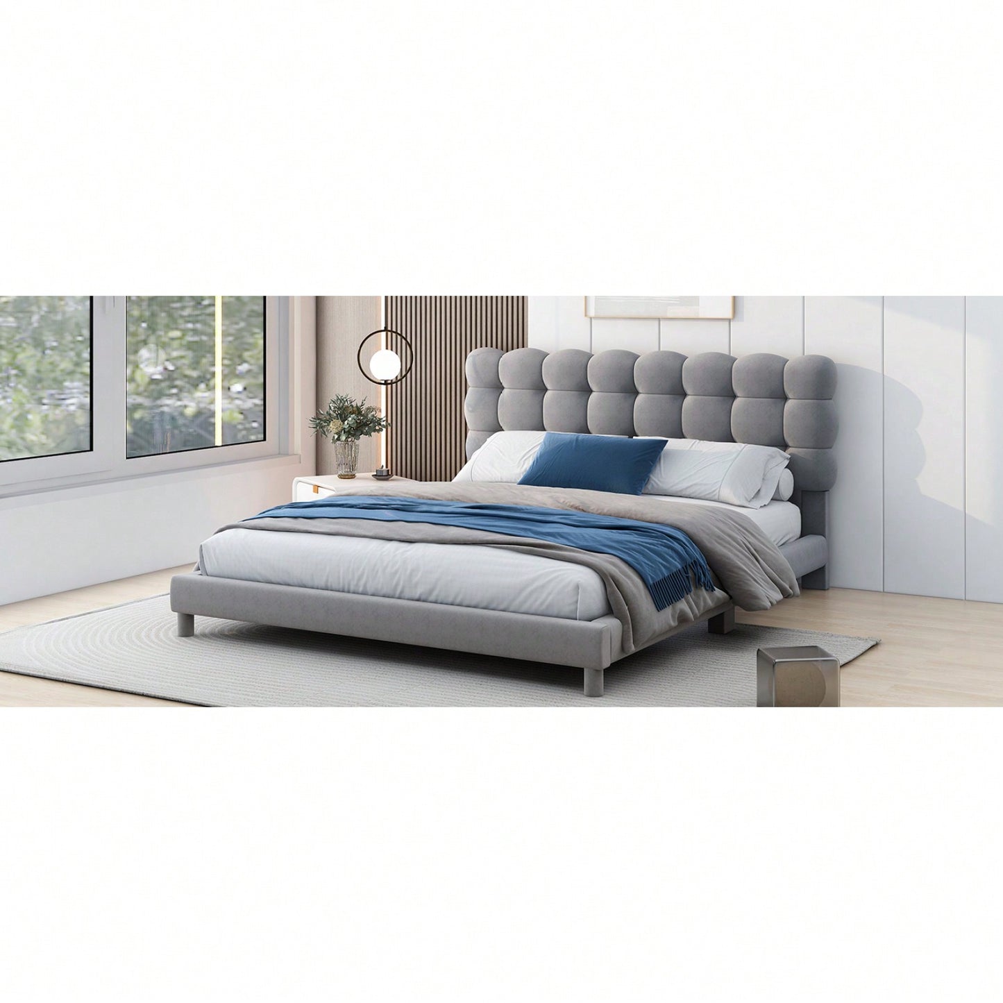 Upholstered Platform Bed With Soft Headboard, No Box Spring Needed