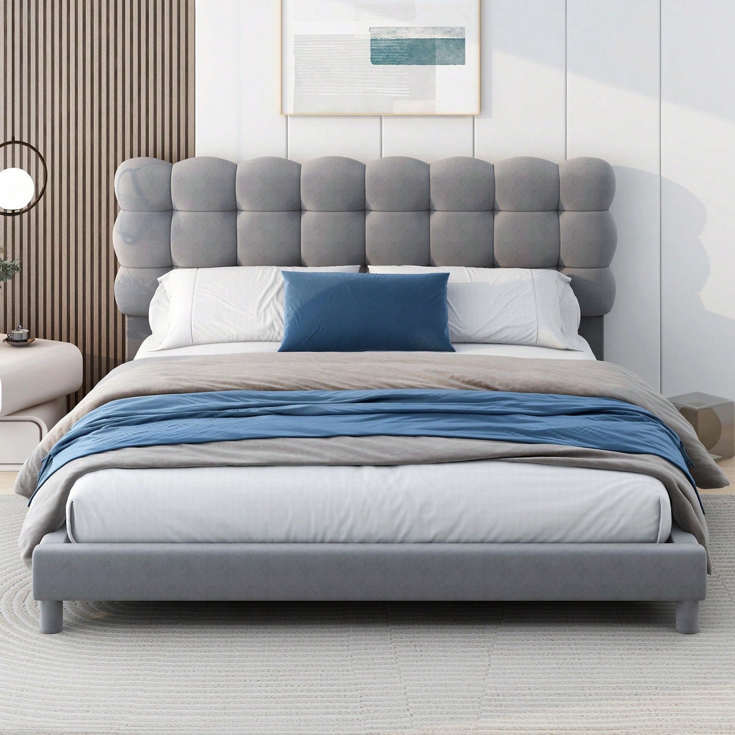 Upholstered Platform Bed With Soft Headboard, No Box Spring Needed