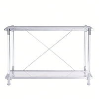 43.31'' Chrome Glass Sofa Table, Acrylic Side Table, Console Table For Living Room& Bedroom