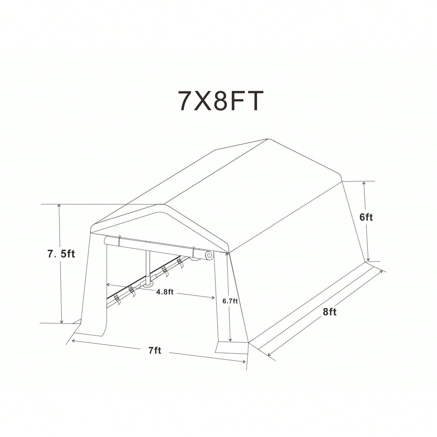 7x8ft Heavy Duty Outdoor Storage Shed Outdoor Garage For Motorcyle,Bike, Garden Tools, ATV