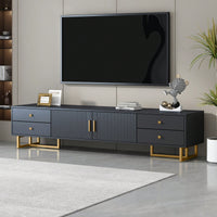 Modern TV Stand With Storage, Entertainment Center For 65+ Inch TV, Wave Groove Design, T-Shaped Metal Frame