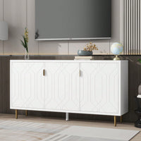 Modern TV Stand With 3 Doors And Adjustable Shelves For Living Room, Fits TVs Up To 70 Inches