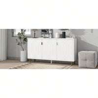 Modern TV Stand With 3 Doors And Adjustable Shelves For Living Room, Fits TVs Up To 70 Inches