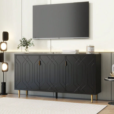 Modern TV Stand With 3 Doors And Adjustable Shelves For Living Room, Fits TVs Up To 70 Inches
