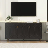 Modern TV Stand With 3 Doors And Adjustable Shelves For Living Room, Fits TVs Up To 70 Inches