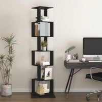 6 Tier Rotating Bookshelf with Acrylic Shelves Multi-Functional Creative Bookcase for Living Room Anti-Tip Design