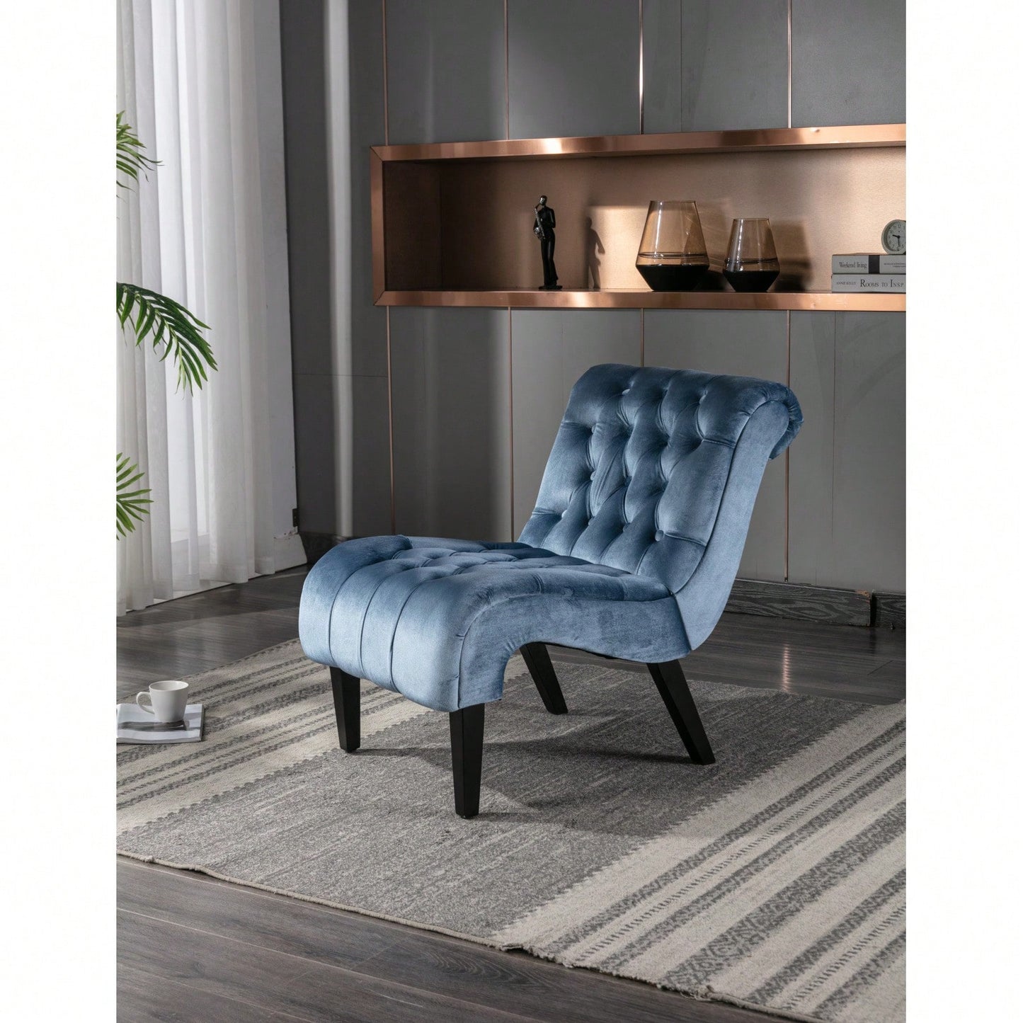 Stylish Velvet Accent Chair with Foam Padding and Solid Wood Legs for Living Room Bedroom Office