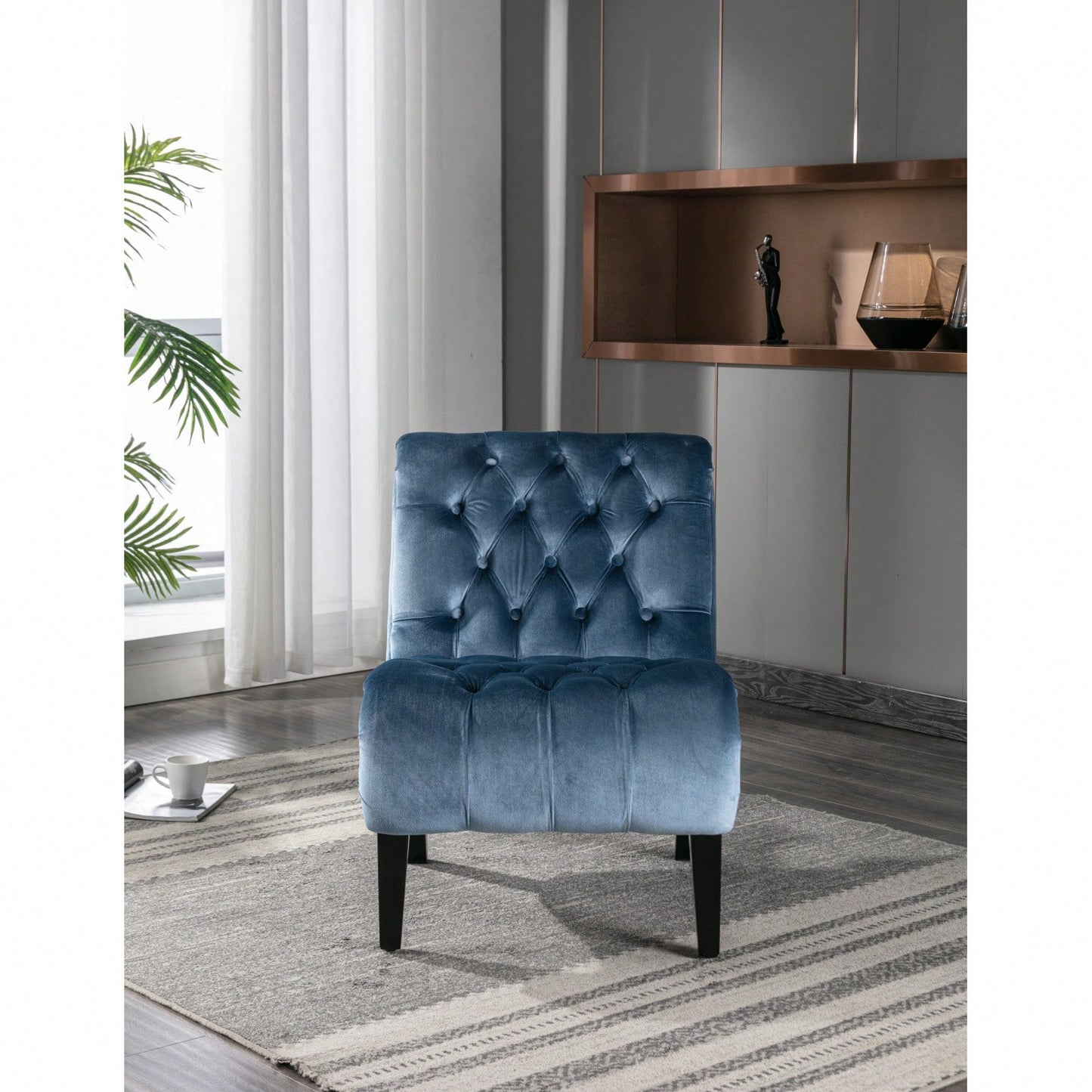 Stylish Velvet Accent Chair with Foam Padding and Solid Wood Legs for Living Room Bedroom Office