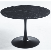 Mid-Century Modern Dining Table, 42.1" Round Black Tulip Table With Pedestal Base, MDF Top, Coffee Table, End Table, Seats 4-6