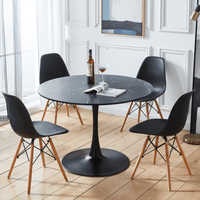 Mid-Century Modern Dining Table, 42.1" Round Black Tulip Table With Pedestal Base, MDF Top, Coffee Table, End Table, Seats 4-6