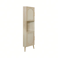 Anti-Dumping Corner Cabinet with Rattan Doors for Safe Storage in Small Spaces