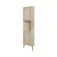 Anti-Dumping Corner Cabinet with Rattan Doors for Safe Storage in Small Spaces