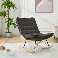 Upholstered Armless Rocker Chair With Wide Backrest And Seat Wood Base For Living Room, Balcony,Bedroom And Patio Porch.