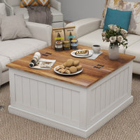 Rustic 31.5 Inch Farmhouse Coffee Table with Lift Top and Hidden Storage for Living Room