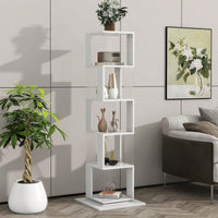 5 Tier Rotating Bookshelf with Acrylic Shelves Multi-Function Bookcase for Living Room Anti-Toppling Design