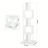 5 Tier Rotating Bookshelf with Acrylic Shelves Multi-Function Bookcase for Living Room Anti-Toppling Design