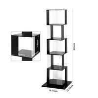 5 Tier Rotating Bookshelf with Acrylic Shelves Multi-Function Bookcase for Living Room Anti-Toppling Design