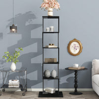 5 Tier Rotating Bookshelf with Acrylic Shelves Multi-Function Bookcase for Living Room Anti-Toppling Design