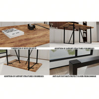 55 Inch Dark Wood MDF Dining Table for 4-6 People with Metal Legs Ideal for Kitchen and Terrace