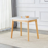 47.2 Inch Sintered Stone Foldable Desk with Rubber Wood Legs Ideal for Home Office Dining and Kitchen Use