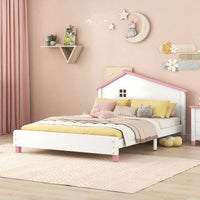 This Bed Is A Great Gift For Any Occasion.  Full Size Wood Platform Bed With House-Shaped Headboard