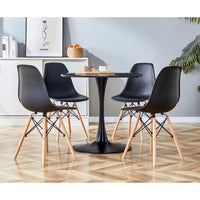 5 Piece Dining Set For 4-6 People, 31.5" Mid-Century Modern Dining Table With 4 Chairs, Sturdy Metal Legs, MDF Tabletop, Easy Assembly