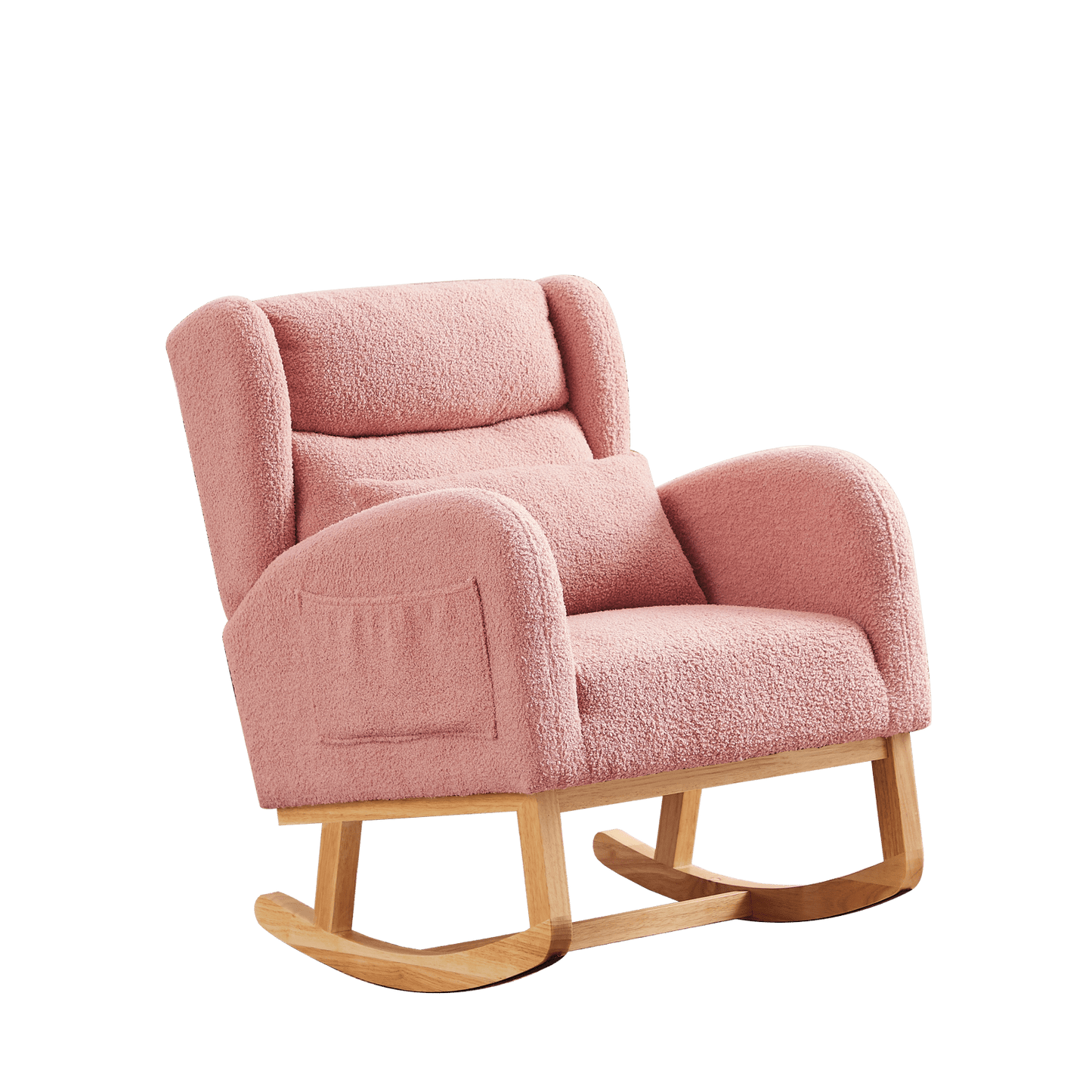High Back Modern Accent Rocking Chair with Side Pockets Upholstered Lounge Armchair for Living Room Bedroom Nursery Supports 250 Lbs