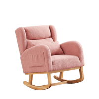High Back Modern Accent Rocking Chair with Side Pockets Upholstered Lounge Armchair for Living Room Bedroom Nursery Supports 250 Lbs