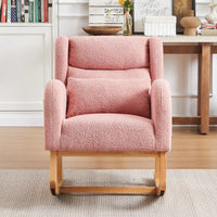 High Back Modern Accent Rocking Chair with Side Pockets Upholstered Lounge Armchair for Living Room Bedroom Nursery Supports 250 Lbs