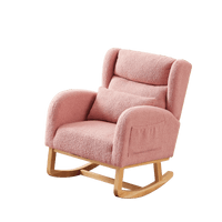 High Back Modern Accent Rocking Chair with Side Pockets Upholstered Lounge Armchair for Living Room Bedroom Nursery Supports 250 Lbs