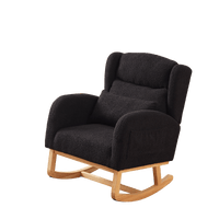 High Back Modern Accent Rocking Chair with Side Pockets Upholstered Lounge Armchair for Living Room Bedroom Nursery Supports 250 Lbs