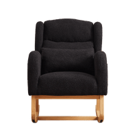 High Back Modern Accent Rocking Chair with Side Pockets Upholstered Lounge Armchair for Living Room Bedroom Nursery Supports 250 Lbs