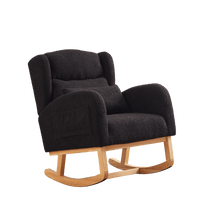 High Back Modern Accent Rocking Chair with Side Pockets Upholstered Lounge Armchair for Living Room Bedroom Nursery Supports 250 Lbs