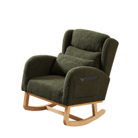 High Back Modern Accent Rocking Chair with Side Pockets Upholstered Lounge Armchair for Living Room Bedroom Nursery Supports 250 Lbs