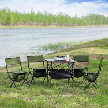 Lightweight Portable 5 Piece Folding Table and Chairs Set with Storage Heavy Duty Steel Frame Supports 280lbs Ideal for outdoor Activities