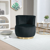 360 Degree Swivel Velvet Barrel Chair with High-Density Foam Cushions for Living Room Bedroom Office Nursery Supports 300 Lbs