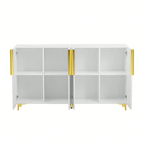 Glossy Finish Light Luxury Storage Cabinet, Adjustable, Suitable For Living Room, Study, Hallway