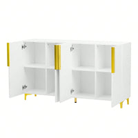 Glossy Finish Light Luxury Storage Cabinet, Adjustable, Suitable For Living Room, Study, Hallway