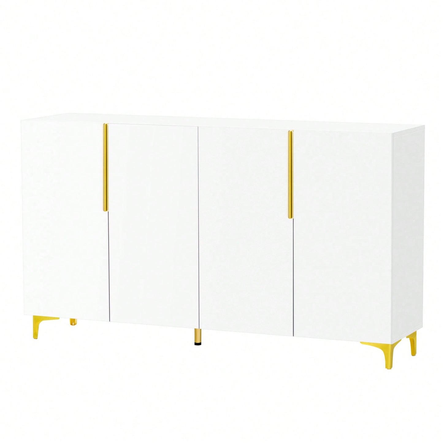 Glossy Finish Light Luxury Storage Cabinet, Adjustable, Suitable For Living Room, Study, Hallway